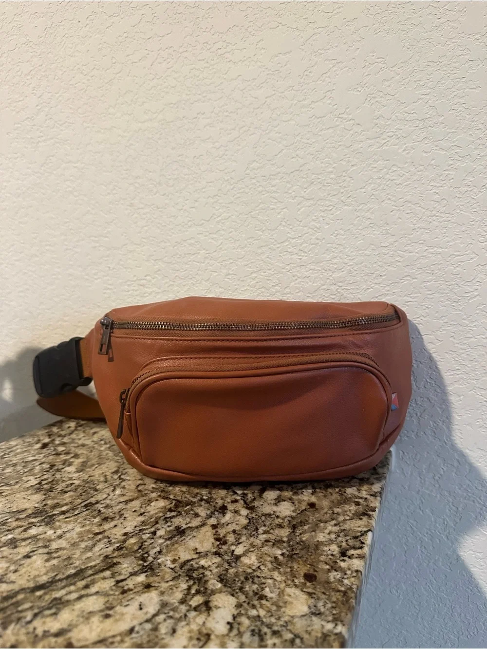 Kibou Vegan Leather Diaper Bag Fanny Pack - Saddle Brown (No Pad)